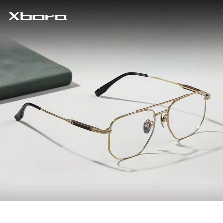 Xbora Unisex Full Rim Square Double Bridge Titanium Eyeglasses 541606