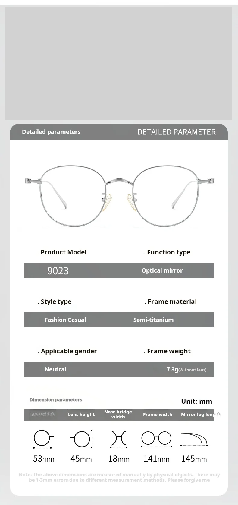 Yimaruili Unisex Full Rim Flat Top Round Titanium Eyeglasses 90237