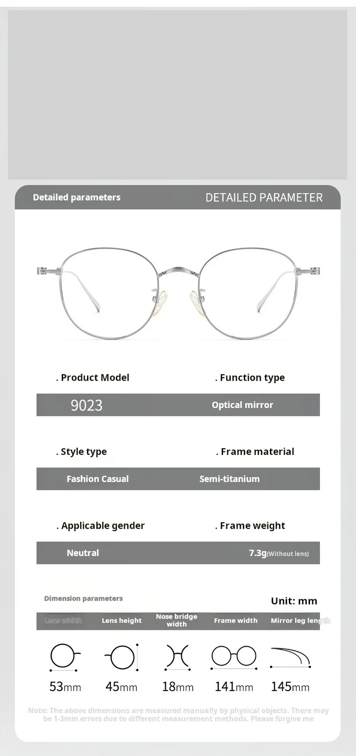 Yimaruili Unisex Full Rim Flat Top Round Titanium Eyeglasses 90237