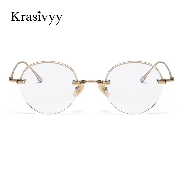 Krasivyy Mens Semi Rim Round Titanium Eyeglasses K5921 — view 2 | Krasivyy at FuzWeb