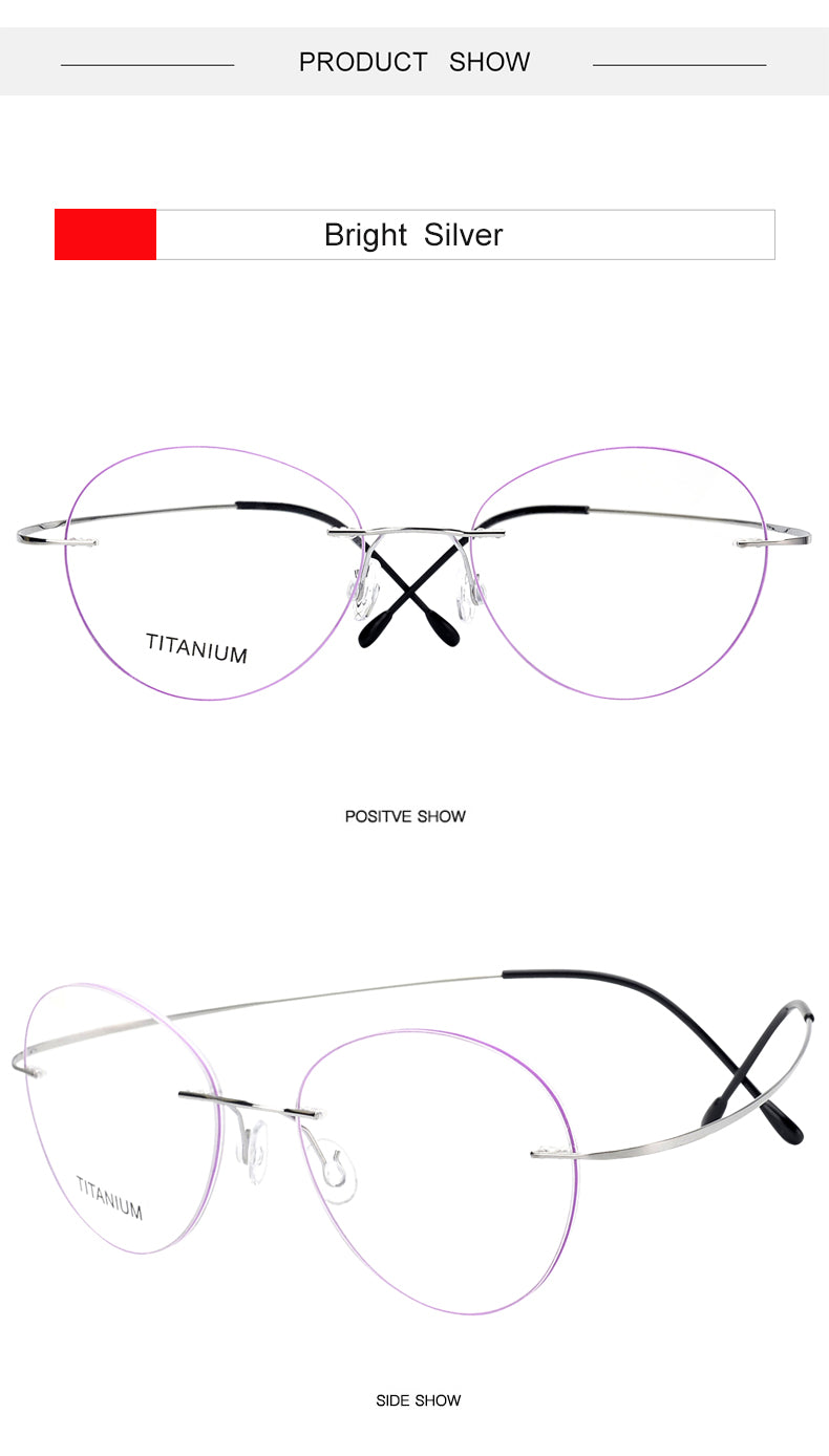 Krasivyy Unisex Rimless Oval Round Titanium Eyeglasses 36019.