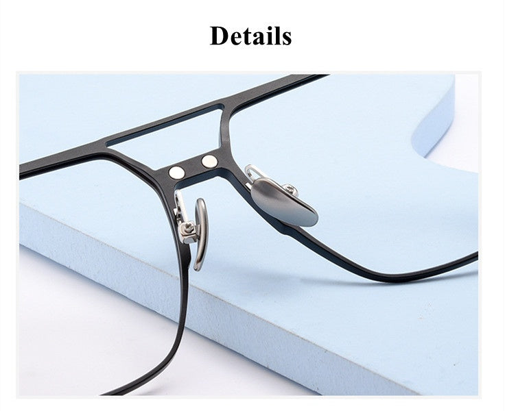 Chashma Ottica Unisex Full Rim Square Double Bridge Eyeglasses Clip On Sunglasses 99064 — view 2 | Chashma Ottica at FuzWeb