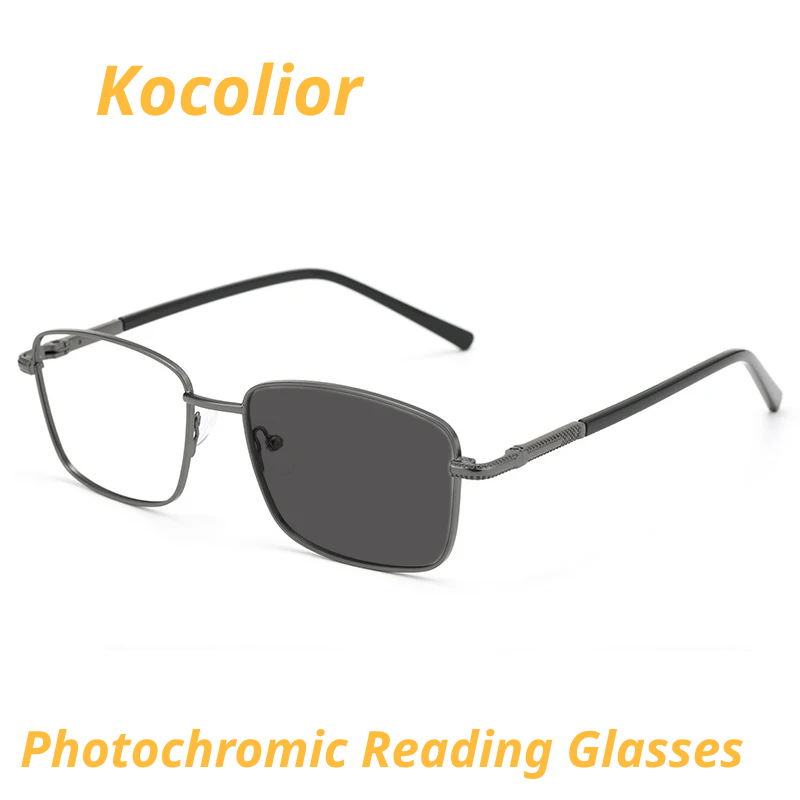 Kocolior Women's Full Rim Square Alloy Photochromic Reading Glasses 77021