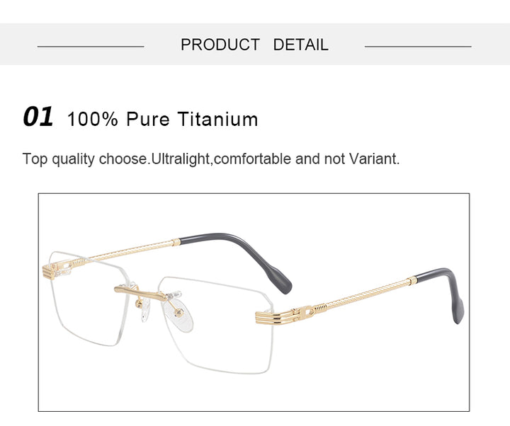 Krasivyy Unisex Rimless Flat Top Polygon Titanium Eyeglasses 650032 — view 3 | Krasivyy at FuzWeb