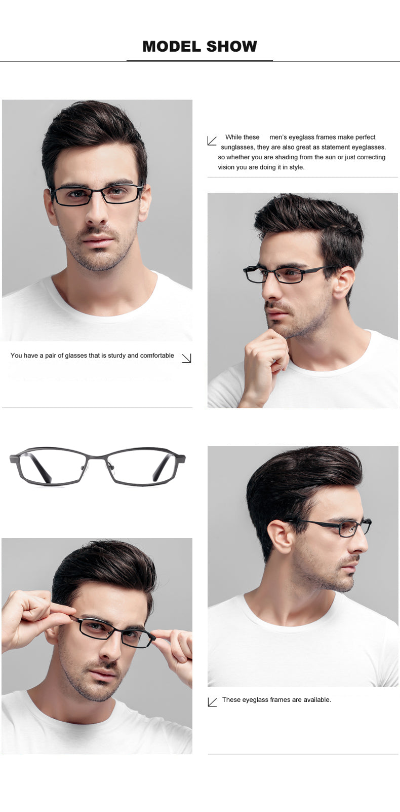 Oveliness Men's Full Rim Rectangle Titanium Eyeglasses P8718.