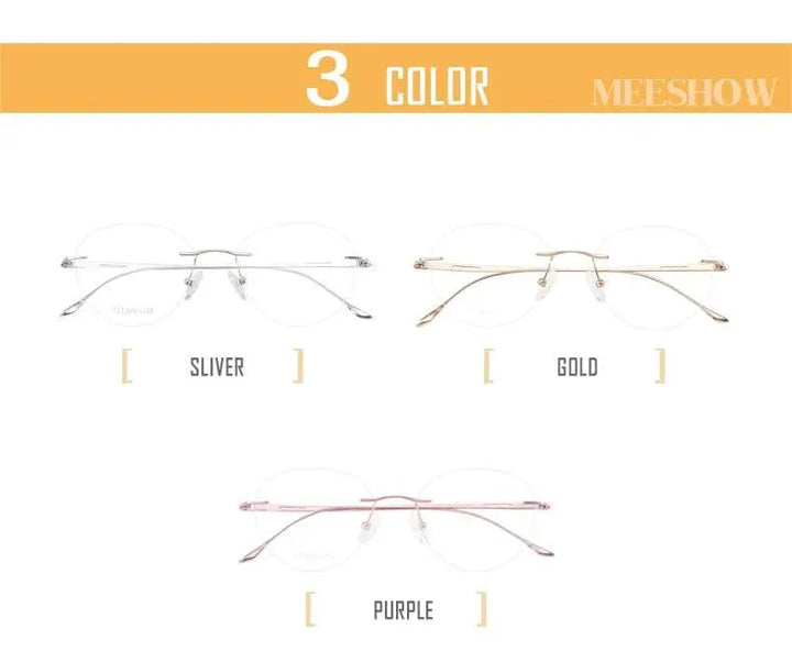 Meeshow Womens Eyeglasses Titanium Round 8513 — view 10 | Meeshow at FuzWeb