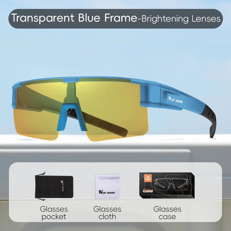 West Biking Unisex Semi Rim Square Polycarbonate Over Frame Polarized Sunglasses 9607931.