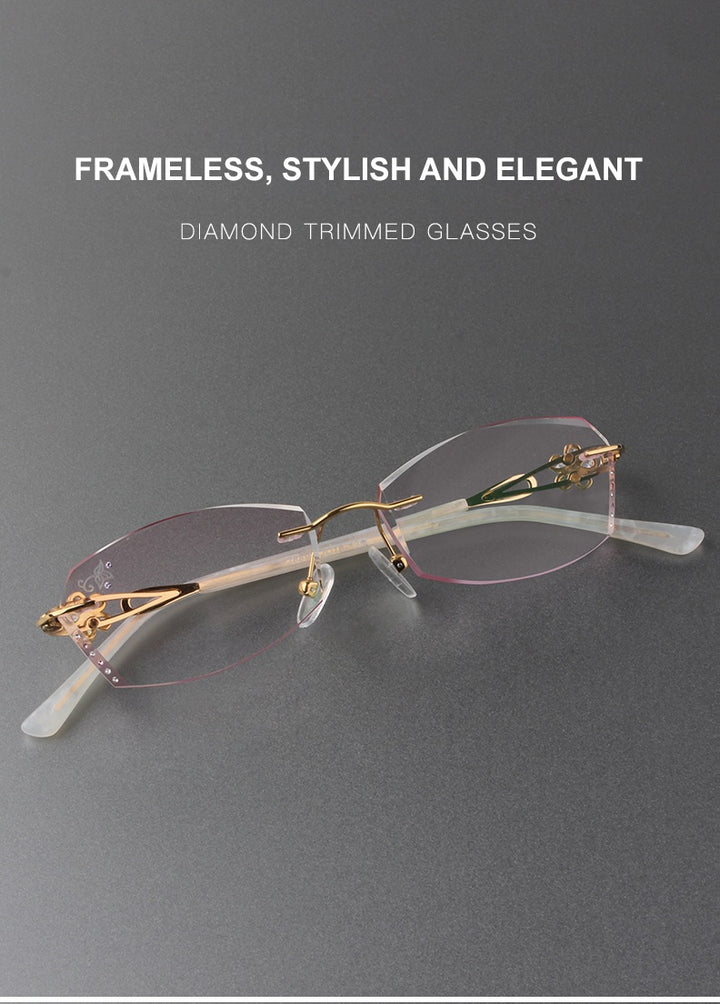 Chashma Ochki Womens Rimless Oval Titanium Eyeglasses 28894 — view 2 | Chashma Ochki at FuzWeb