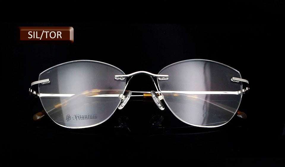 Esnbie Womens Rimless Cat Eye Oval β Titanium Eyeglasses 4518 — view 4 | Esnbie at FuzWeb