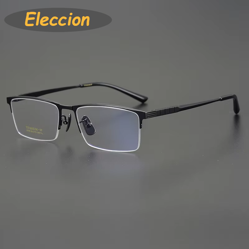 Eleccion Women's Semi Rim Square Titanium Eyeglasses 942065 Semi Rim Eleccion Black