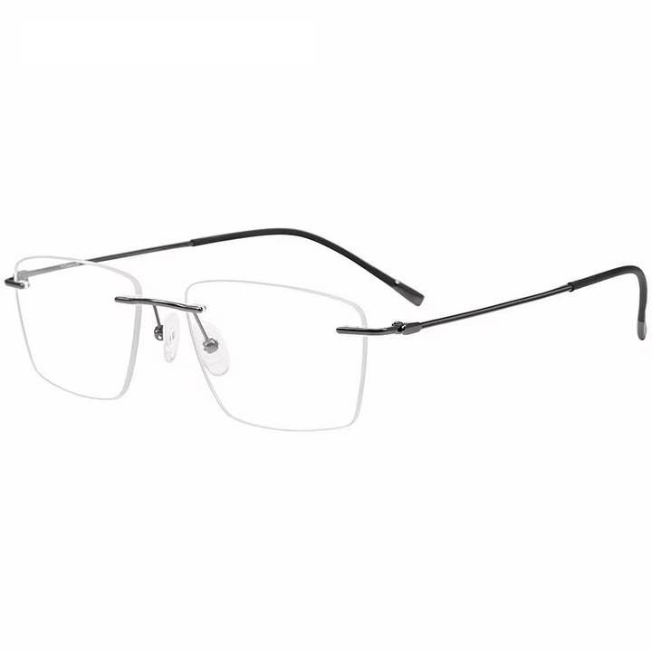 Eleccion Unisex Rimless Square Polygon Titanium Eyeglasses 921422