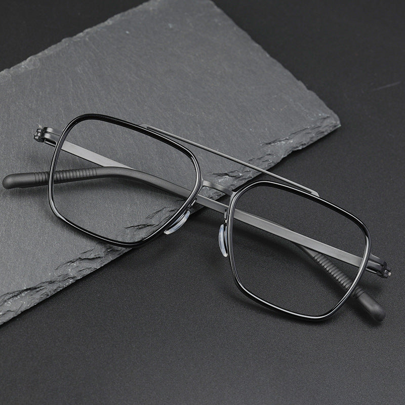 Hdcrafter Unisex Full Rim Square Double Bridge Titanium Eyeglasses 42988 — view 2 | Hdcrafter Eyeglasses at FuzWeb