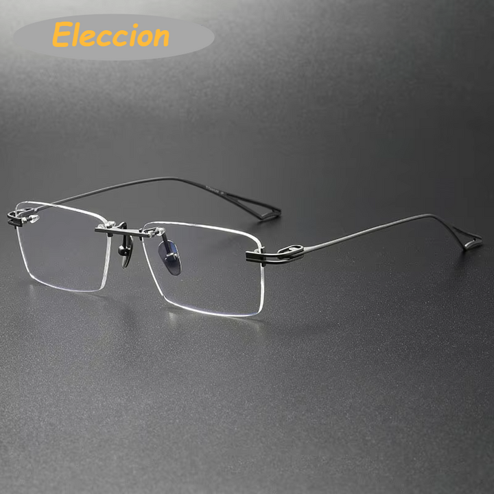 Eleccion Unisex Rimless Square Titanium Eyeglasses 14034