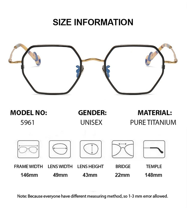 Chashma Unisex Full Rim Hexagon Square Titanium Eyeglasses 35961 — view 1 | Chashma at FuzWeb