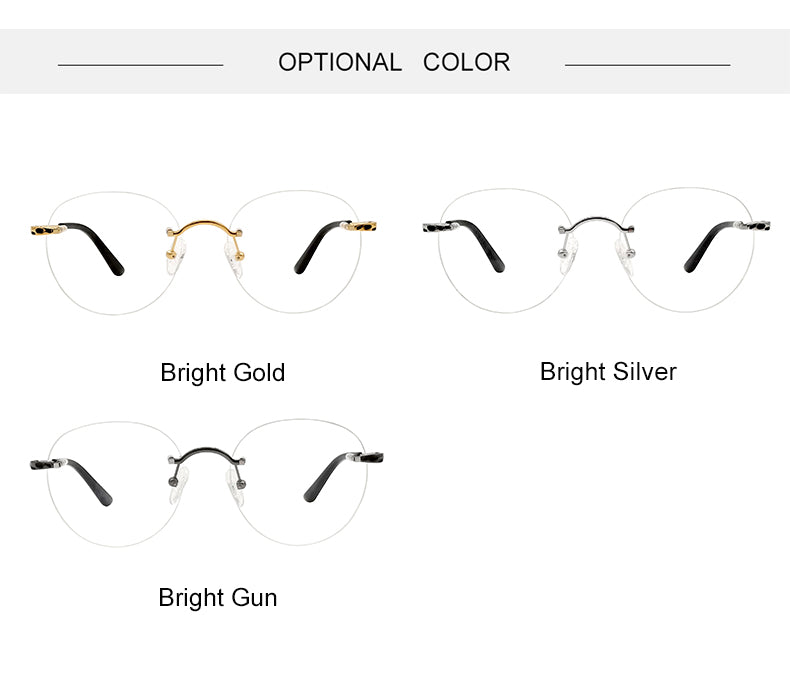 Krasivyy Womens Rimless Round Titanium Eyeglasses 3090 — view 8 | Krasivyy at FuzWeb
