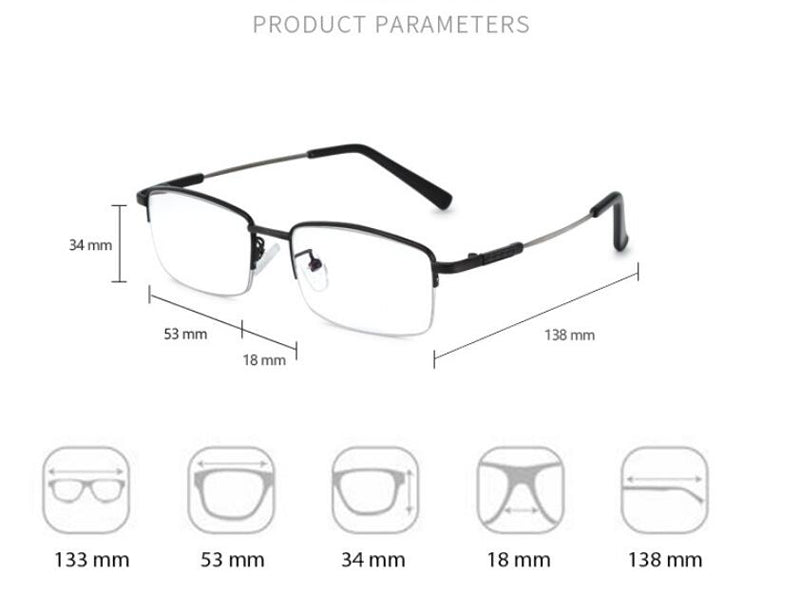 Evunhuo Full Rim Square Titanium Alloy Progressive Reading Glasses 4579 — view 6 | Evun Huo at FuzWeb