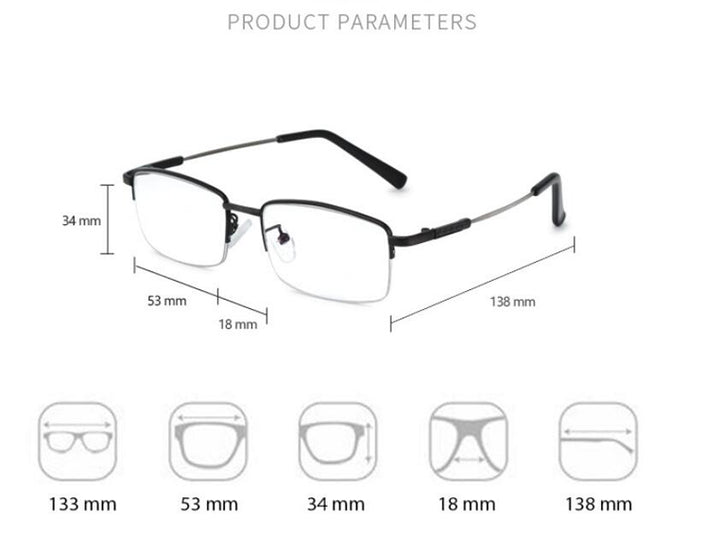Evunhuo Full Rim Square Titanium Alloy Progressive Reading Glasses 4579 — view 6 | Evun Huo at FuzWeb