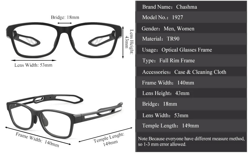Chashma Ochki Unisex Full Rim Square Tr 90 Titanium Sport Eyeglasses 1927 — view 11 | Chashma Ochki at FuzWeb