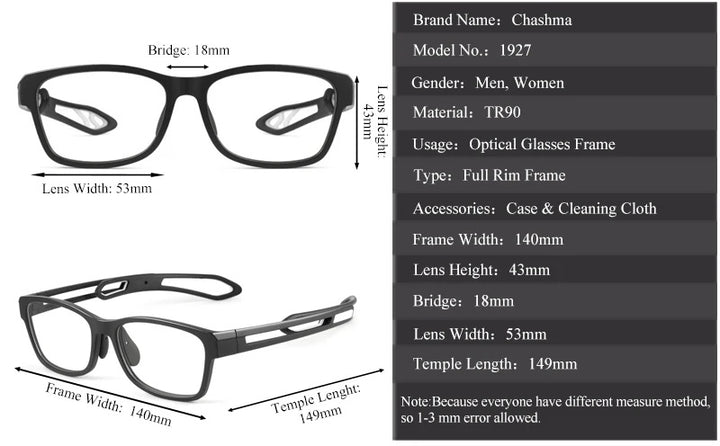 Chashma Ochki Unisex Full Rim Square Tr 90 Titanium Sport Eyeglasses 1927 — view 11 | Chashma Ochki at FuzWeb