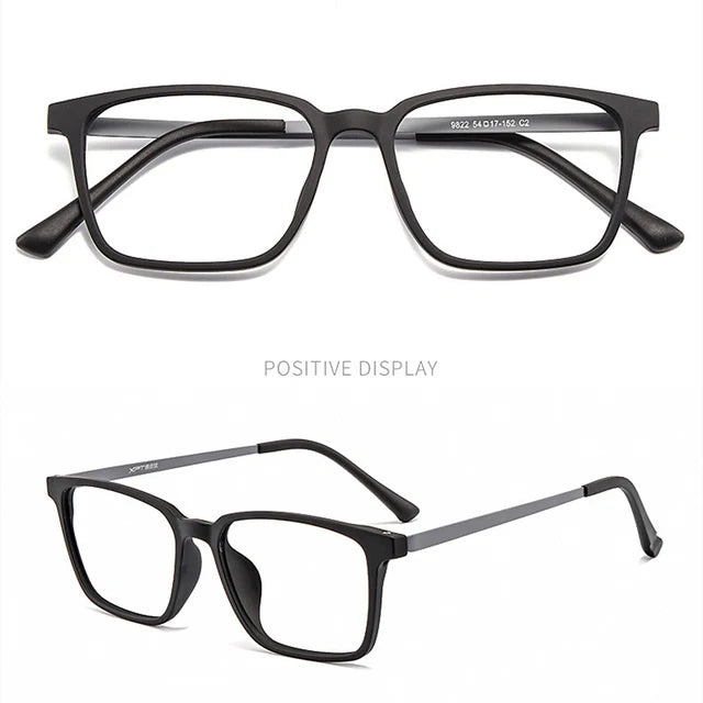 Kocolior Unisex Full Rim Square Tr 90 Titanium Hyperopic Reading Glasses 8922.