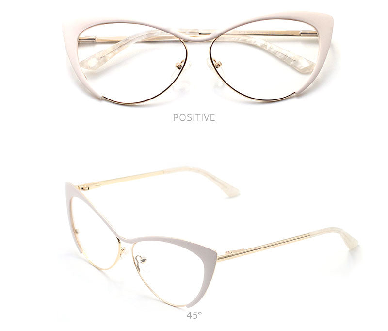 Laoyehui Womens Full Rim Gold Cat Eye Alloy Myopic Reading Glasses Anti-Blue 8077-1 — view 12 | Laoyehui at FuzWeb