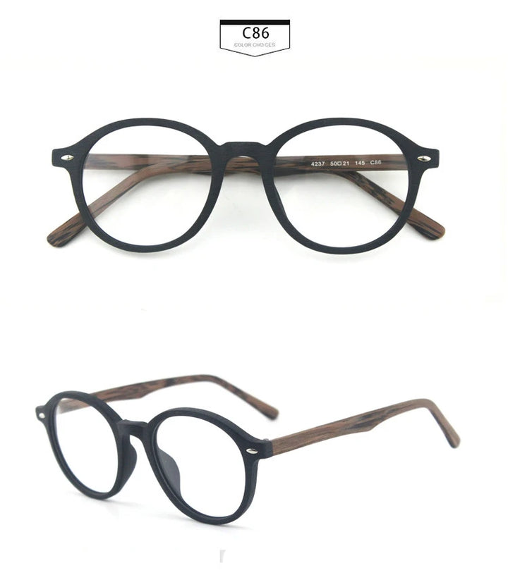 Hdcrafter Unisex Full Rim Round Oval Wood Metal Frame Eyeglasses 4237 — view 21 | Hdcrafter Eyeglasses at FuzWeb