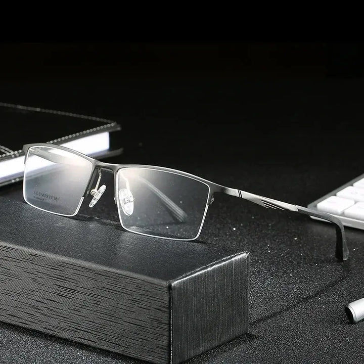 Hdcrafter Womens Semi Rim Rectangle Titanium Frames 900100 — view 1 | Hdcrafter Eyeglasses at FuzWeb