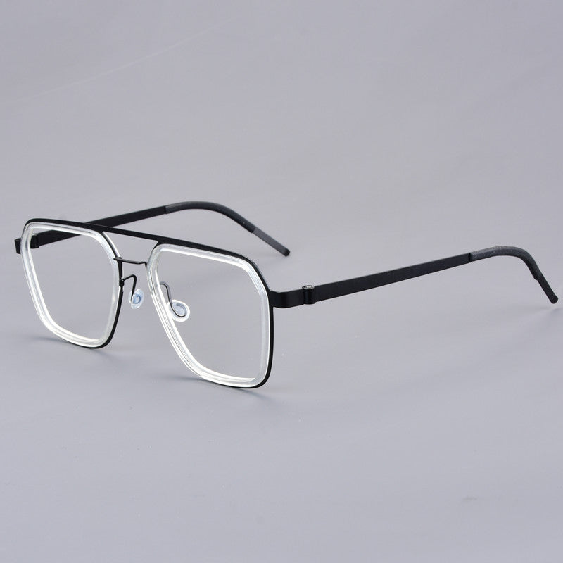 Aimee Unisex Full Rim Square Double Bridge Titanium Acetate Eyeglasses 19753.