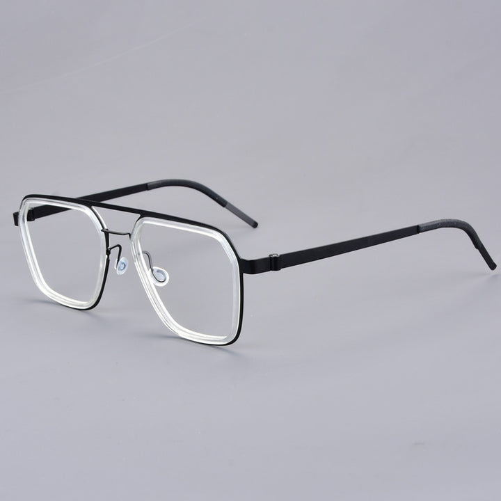 Aimee Unisex Full Rim Square Double Bridge Titanium Acetate Eyeglasses 19753.