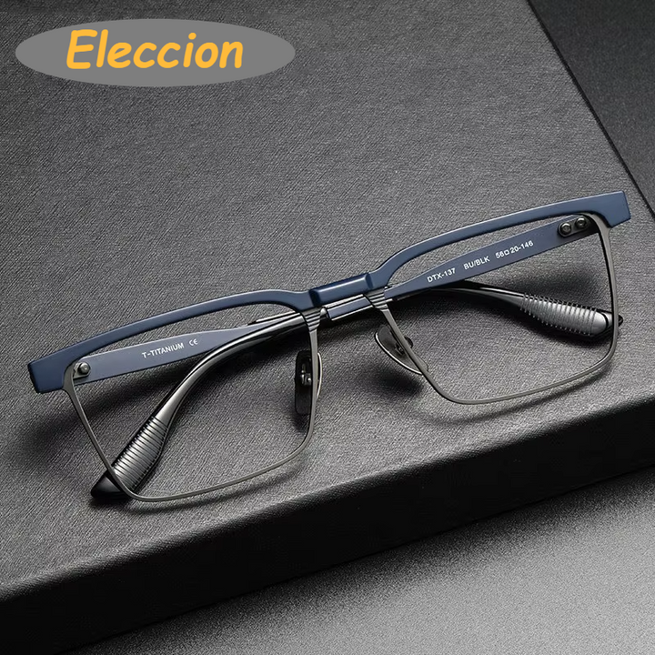 Eleccion Unisex Full Rim Square Acetate Titanium Eyeglasses 942137 Full Rim Eleccion