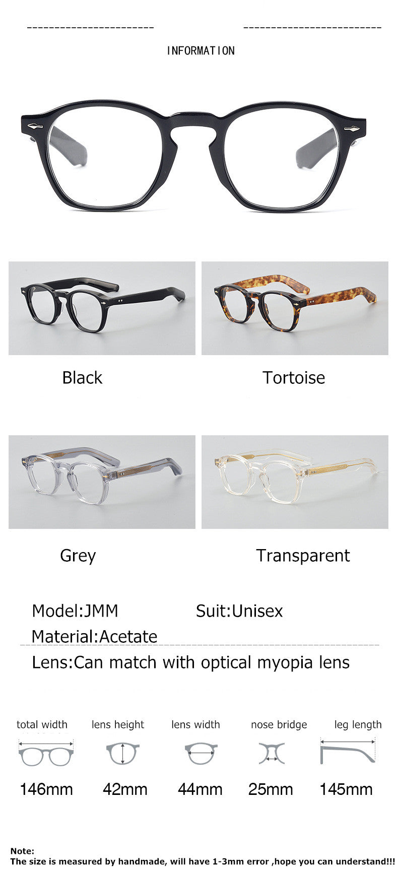 Aimee Unisex Full Rim Oval Round Thick Acetate Eyeglasses 101313 — view 1 | Aimee at FuzWeb
