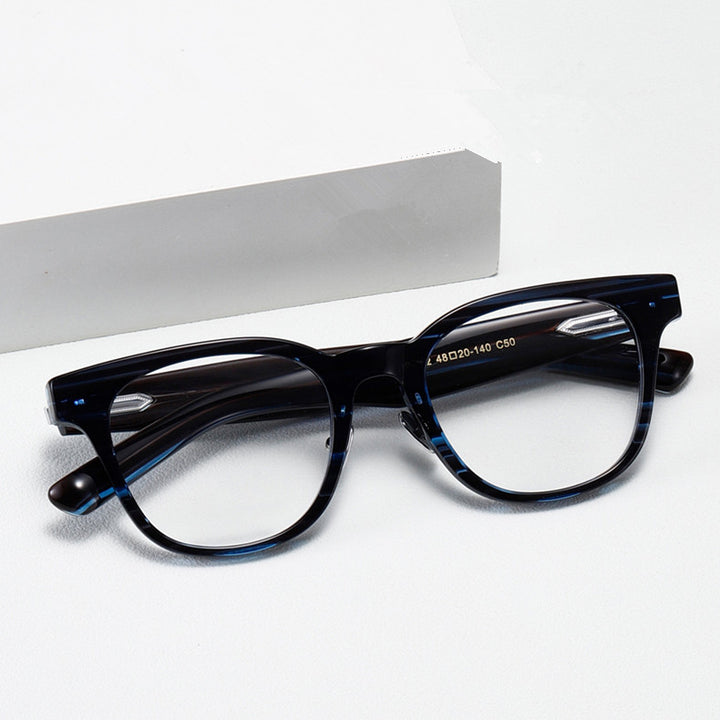 Aimee Unisex Full Rim Square Titanium Acetate Eyeglasses 14152 — view 1 | Aimee at FuzWeb
