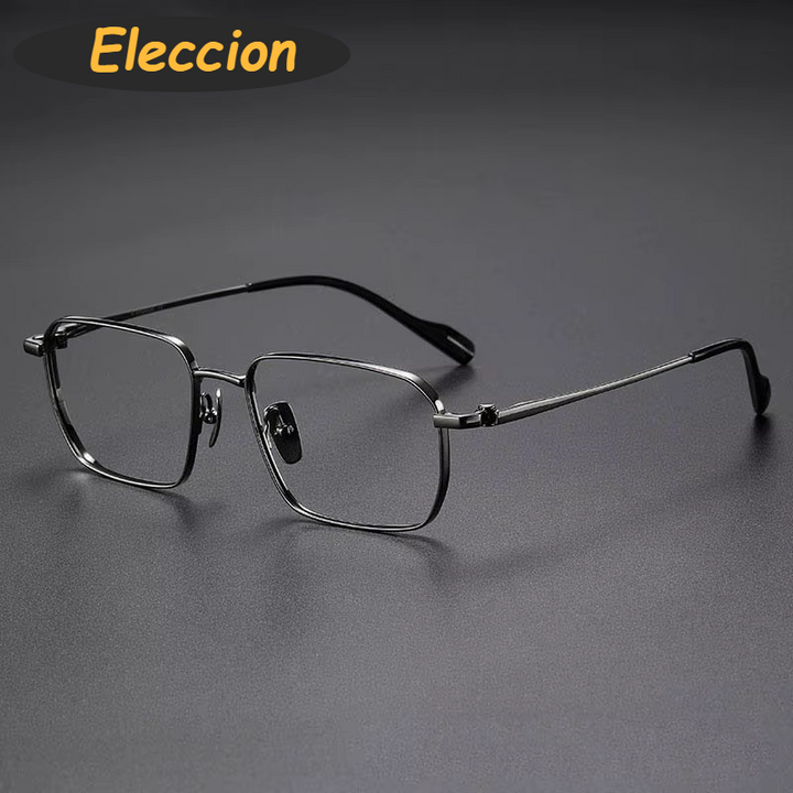 Eleccion Unisex Full Rim Polygon Square Titanium Eyeglasses 81013 Full Rim Eleccion Gray