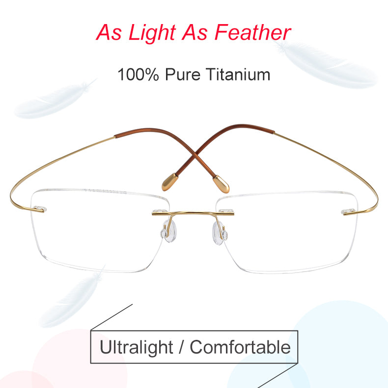Krasivyy Mens Rimless Square Titanium Eyeglasses Kr16064 — view 1 | Krasivyy at FuzWeb