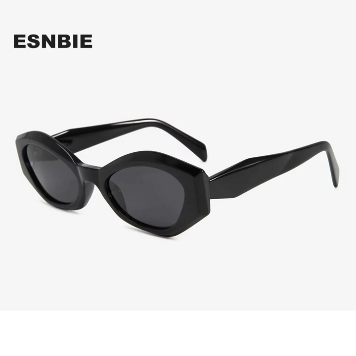 Esnbie Unisex Full Rim Oval Cat Eye Scuplted Acetate Sunglasses 230621