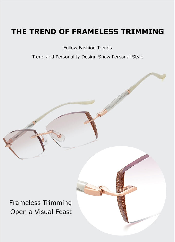 Chashma Ochki Womens Rimless Square Titanium Eyeglasses Tinted Lenses 52025 — view 6 | Chashma Ochki at FuzWeb