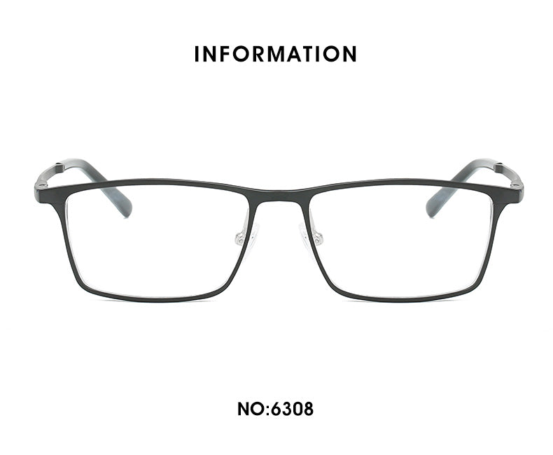 Hdcrafter Mens Full Rim Square Alloy Frame Eyeglasses P6308 — view 2 | Hdcrafter Eyeglasses at FuzWeb