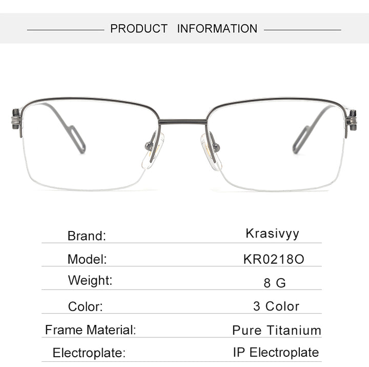 Krasivyy Womens Semi Rim Polygon Square Titanium Eyeglasses 420218 — view 2 | Krasivyy at FuzWeb