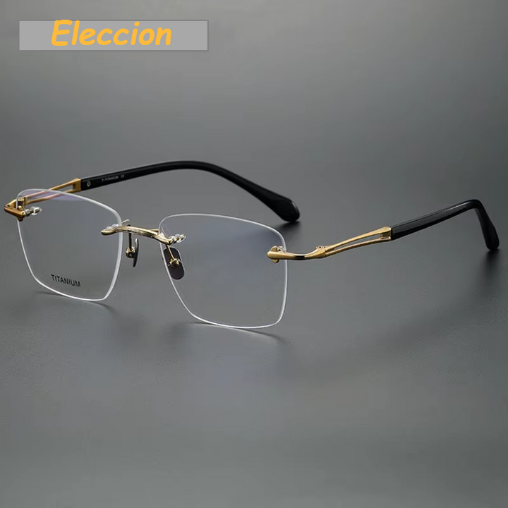 Eleccion Men's Rimless Square Titanium Acetate Eyeglasses 80958 Rimless Eleccion