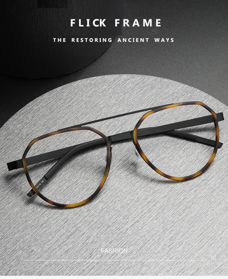 Oveliness Unisex Full Rim Round Double Bridge Acetate Titanium Eyeglasses 9745 — view 1 | Oveliness at FuzWeb