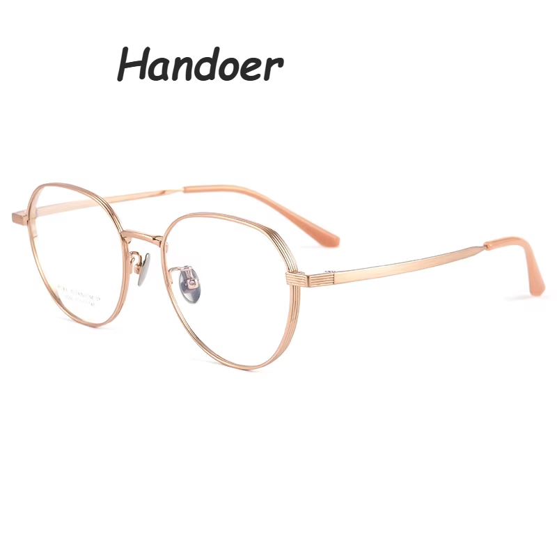 Handoer Women's Full Rim Flat Top Round Titanium Eyeglasses 92050