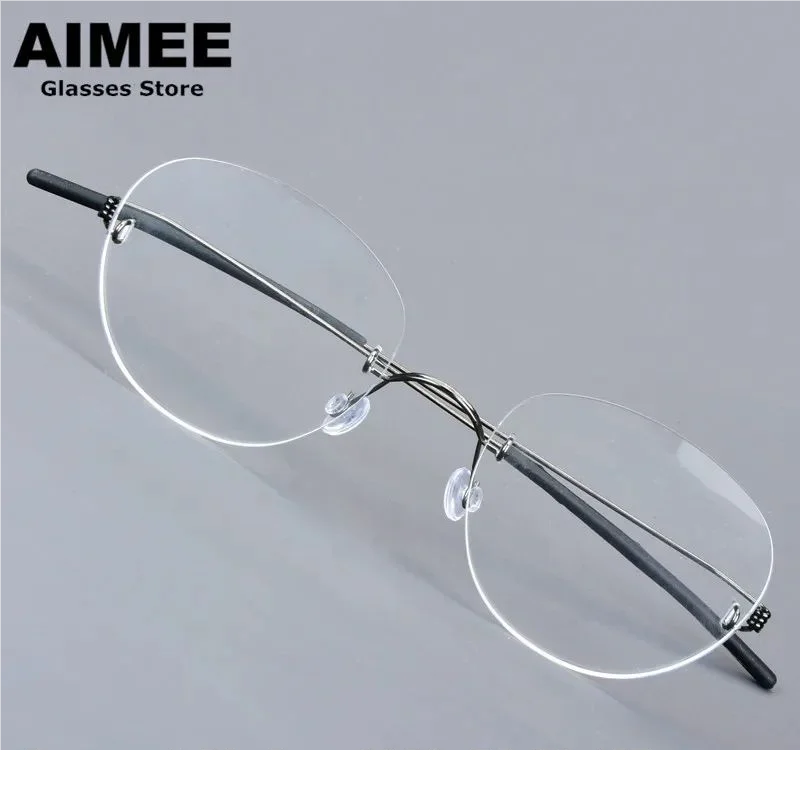 Aimee Women's Rimless Small Flat Top Oval Titanium Eyeglasses 692242