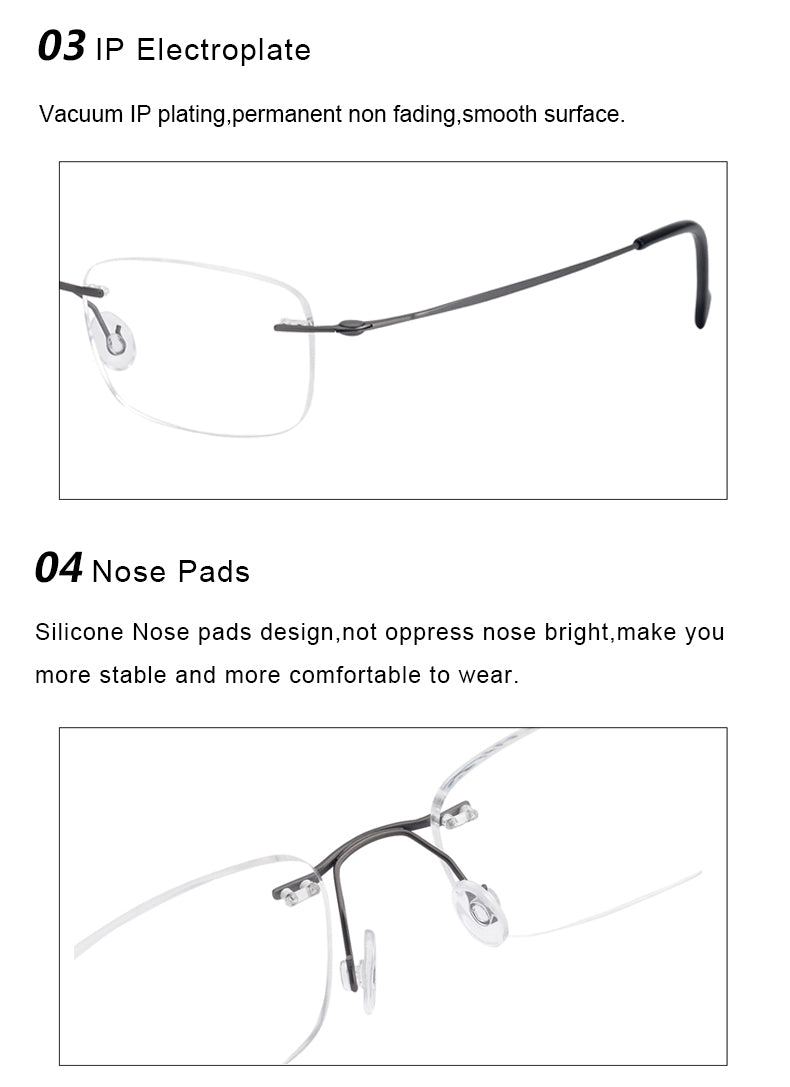 Krasivyy Unisex Rimless Square Screwless Titanium Eyeglasses 421606.