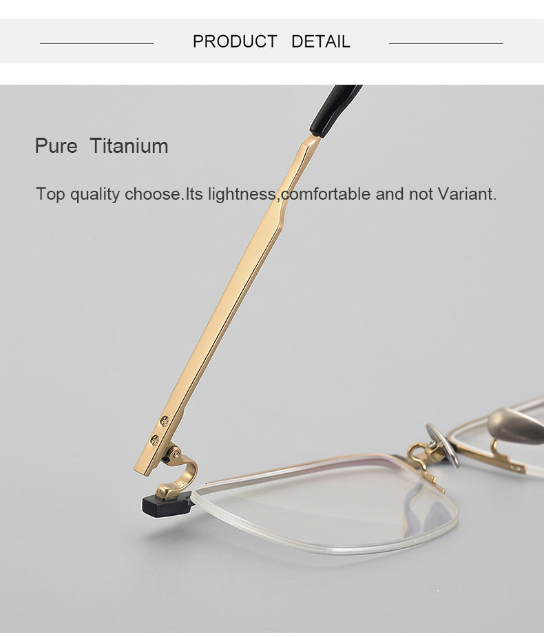 Krasivyy Unisex Semi Rim Square Brow Line Titanium Eyeglasses 318750.