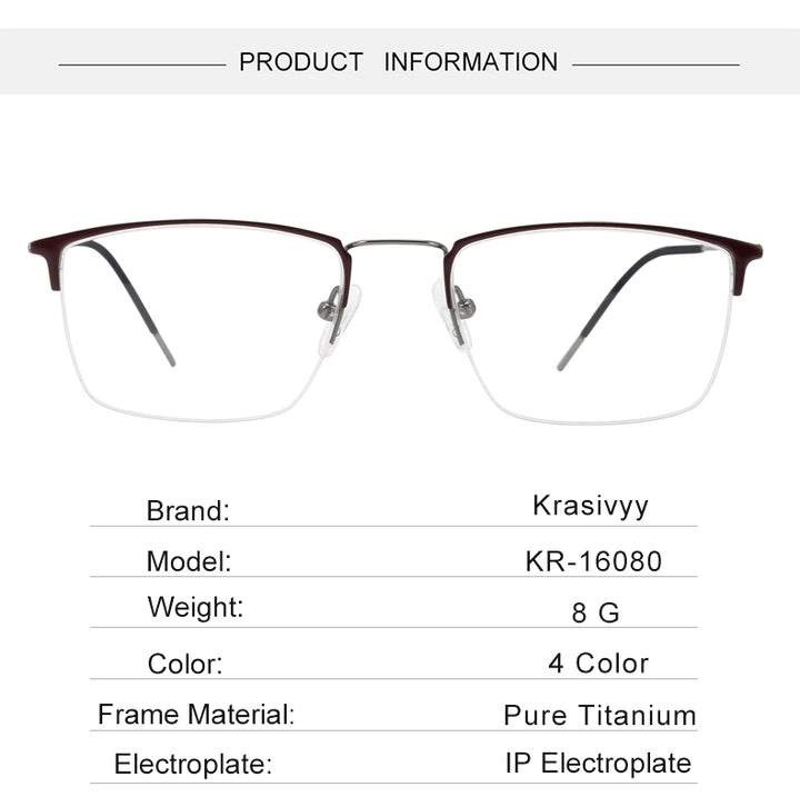 Krasivyy Womens Semi Rim Square Titanium Eyeglasses 916080 — view 1 | Krasivyy at FuzWeb