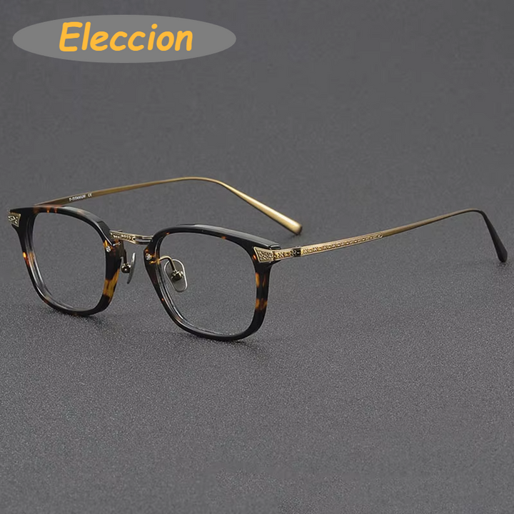 Eleccion Women's Full Rim Square Acetate Titanium Eyeglasses 94023 Full Rim Eleccion Tortoises