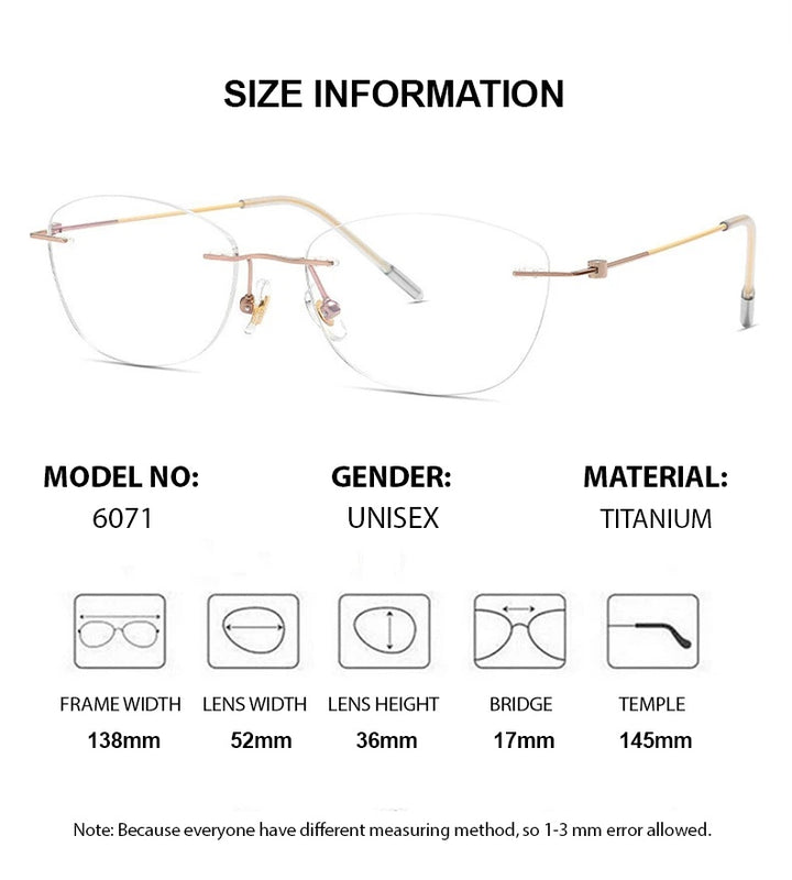 Chashma Womens Rimless Oval Square Titanium Reading Glasses 96071 — view 1 | Chashma at FuzWeb