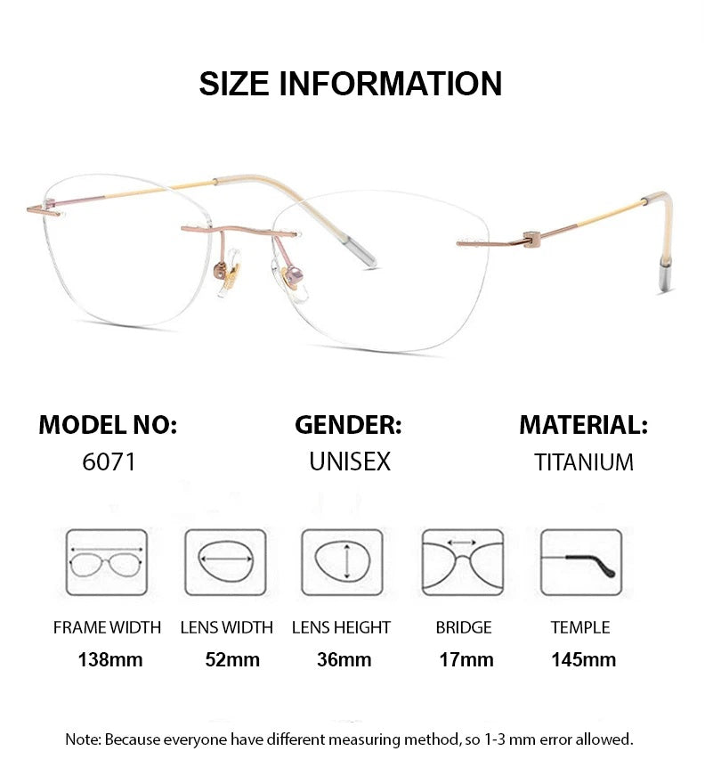 Chashma Womens Rimless Oval Square Titanium Reading Glasses 96071 — view 1 | Chashma at FuzWeb