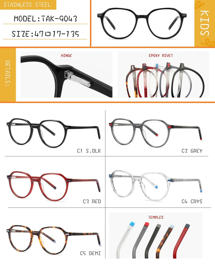 Chashma Unisex Childrens Full Rim Oval Acetate Spring Hinge Eyeglasses 9043 — view 10 | Chashma at FuzWeb