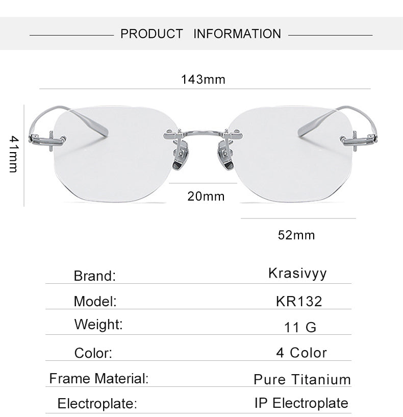 Krasivyy Mens Rimless Square Titanium Eyeglasses K132 — view 4 | Krasivyy at FuzWeb